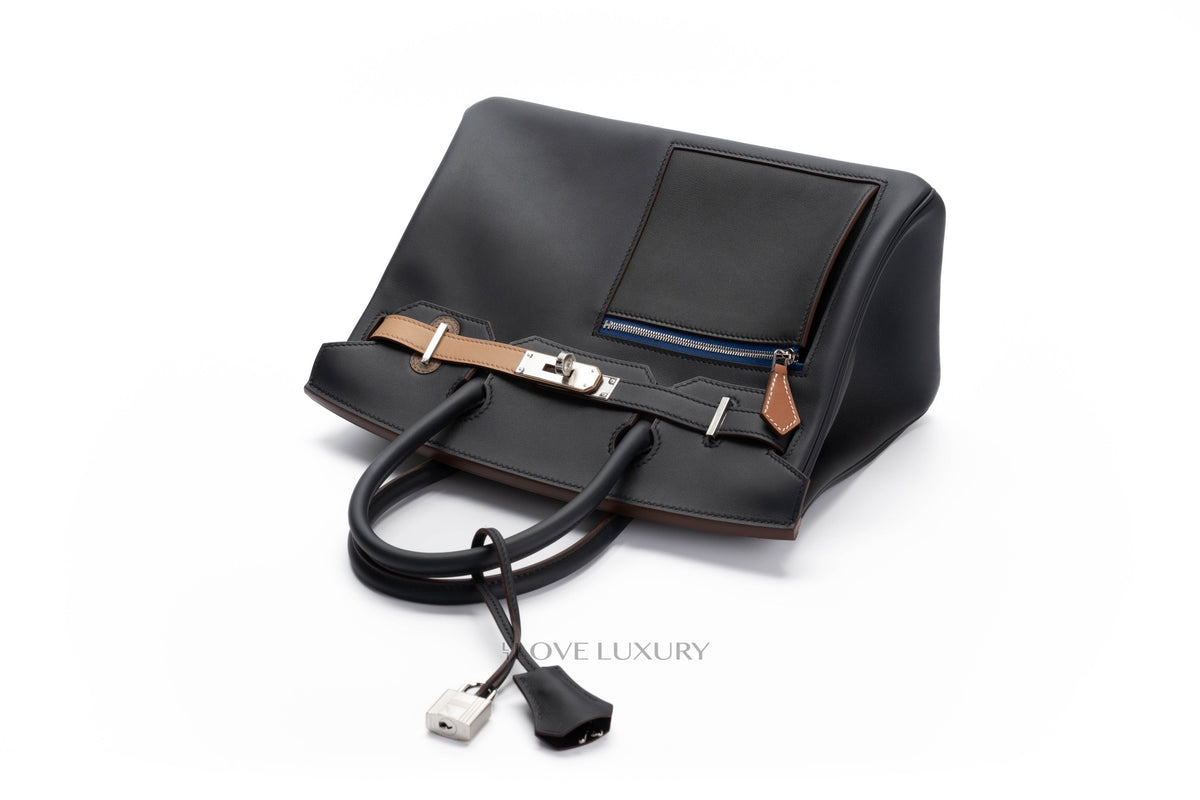 Hermès Birkin 30 ‘Colomartic' Bleu/Noir/Chai/Etoupe Swift Palladium Hardware - view 7