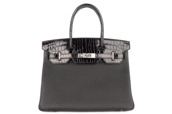 Hermès Birkin 30 Touch – Noir Togo & Shiny Crocodile Niloticus with Palladium Hardware