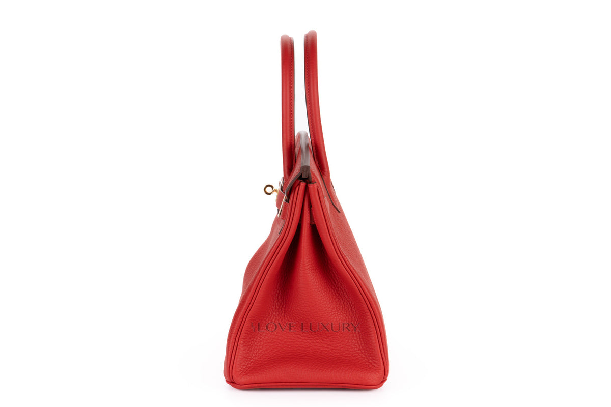 Hermès Birkin 30 Vermillion Clemence Gold Hardware - view 4
