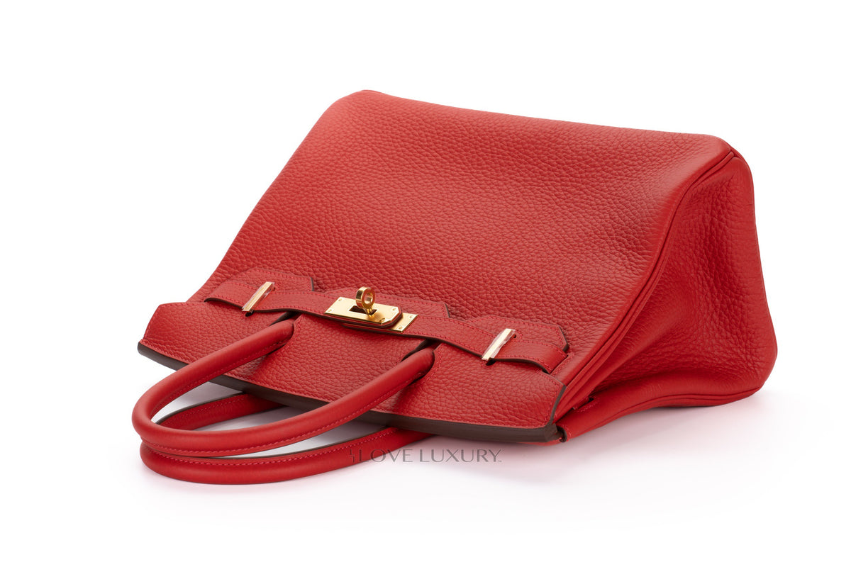 Hermès Birkin 30 Vermillion Clemence Gold Hardware - view 8