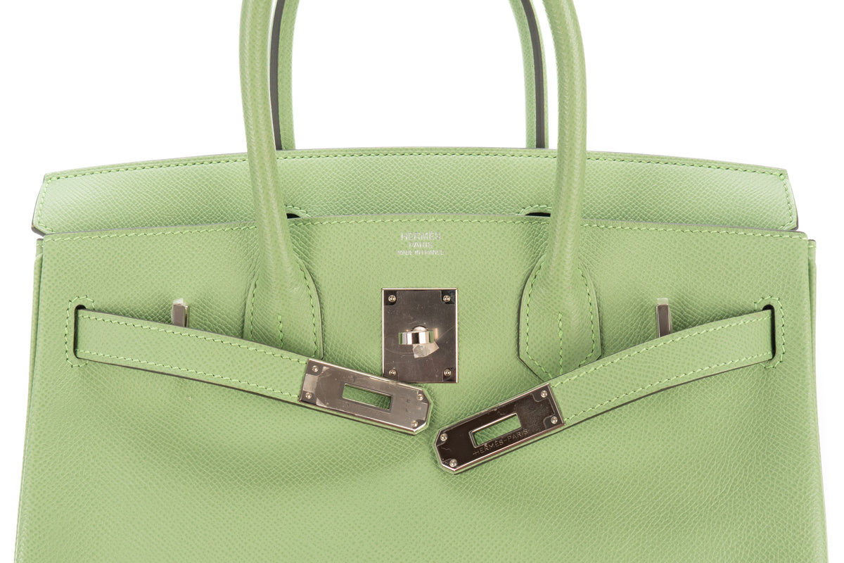 Hermès Birkin 30 Vert Criquet Epsom Retourne Palladium Hardware - view 9