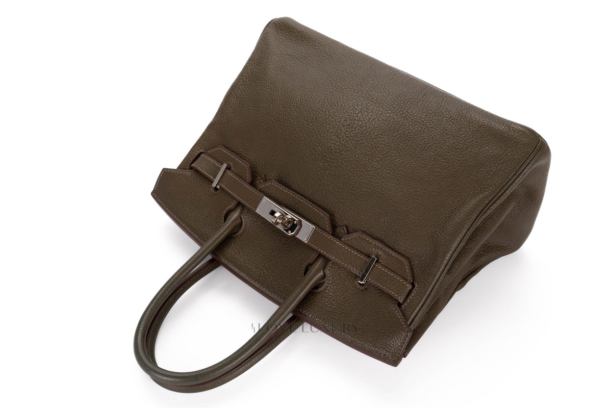 Hermès Birkin 30 Vert Olive Chevre Palladium Hardware - view 13