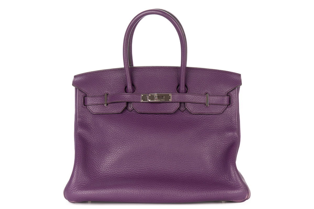 Hermès Birkin 35 Anemone Clemence Palladium Hardware - view 1