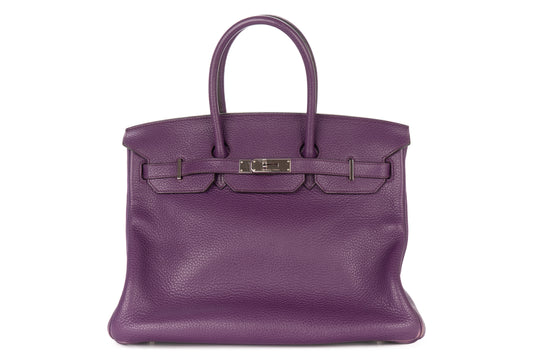 Hermès Birkin 35 Anemone Clemence Palladium Hardware - view 1