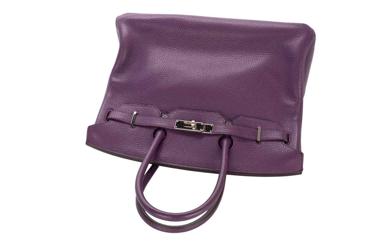 Hermès Birkin 35 Anemone Clemence Palladium Hardware - view 10