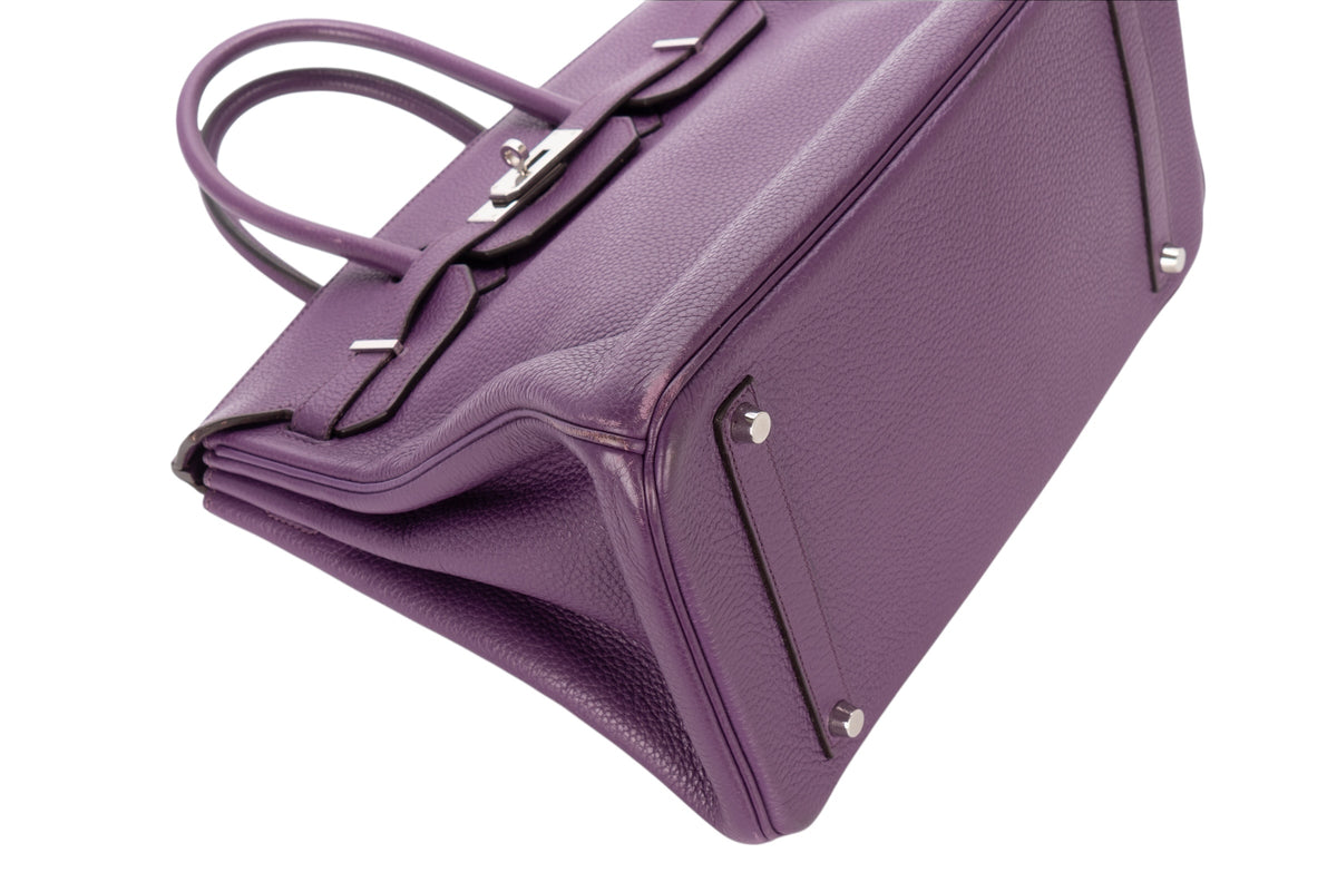 Hermès Birkin 35 Anemone Clemence Palladium Hardware - view 11