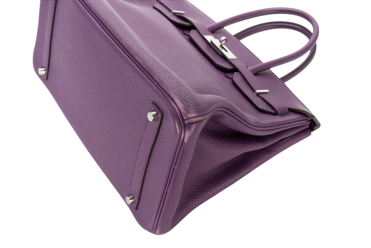 Hermès Birkin 35 Anemone Clemence Palladium Hardware - view 12