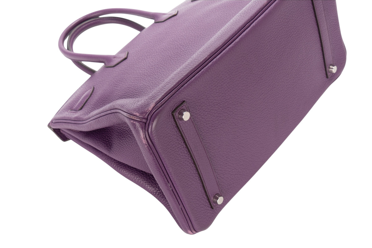 Hermès Birkin 35 Anemone Clemence Palladium Hardware - view 13