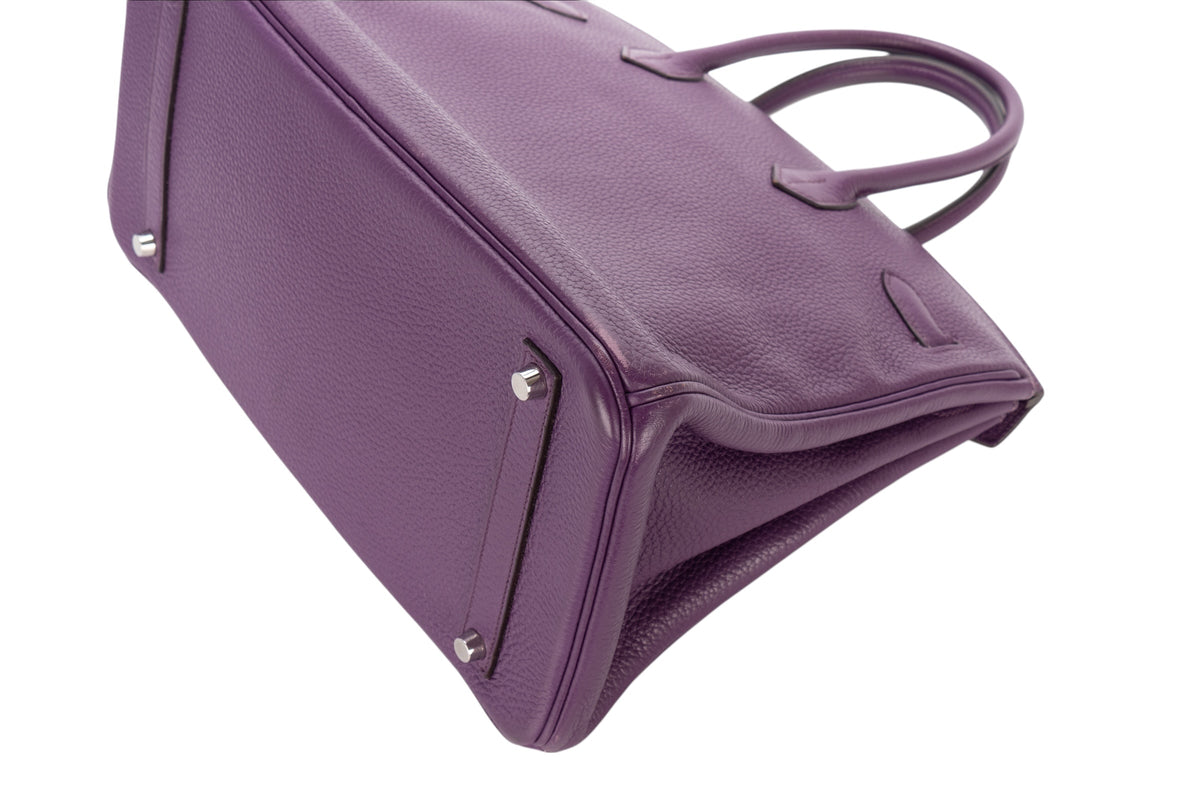 Hermès Birkin 35 Anemone Clemence Palladium Hardware - view 14