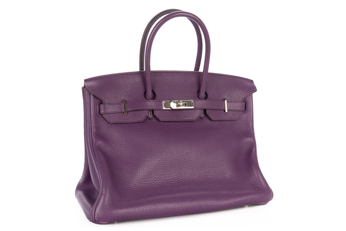 Hermès Birkin 35 Anemone Clemence Palladium Hardware - view 2