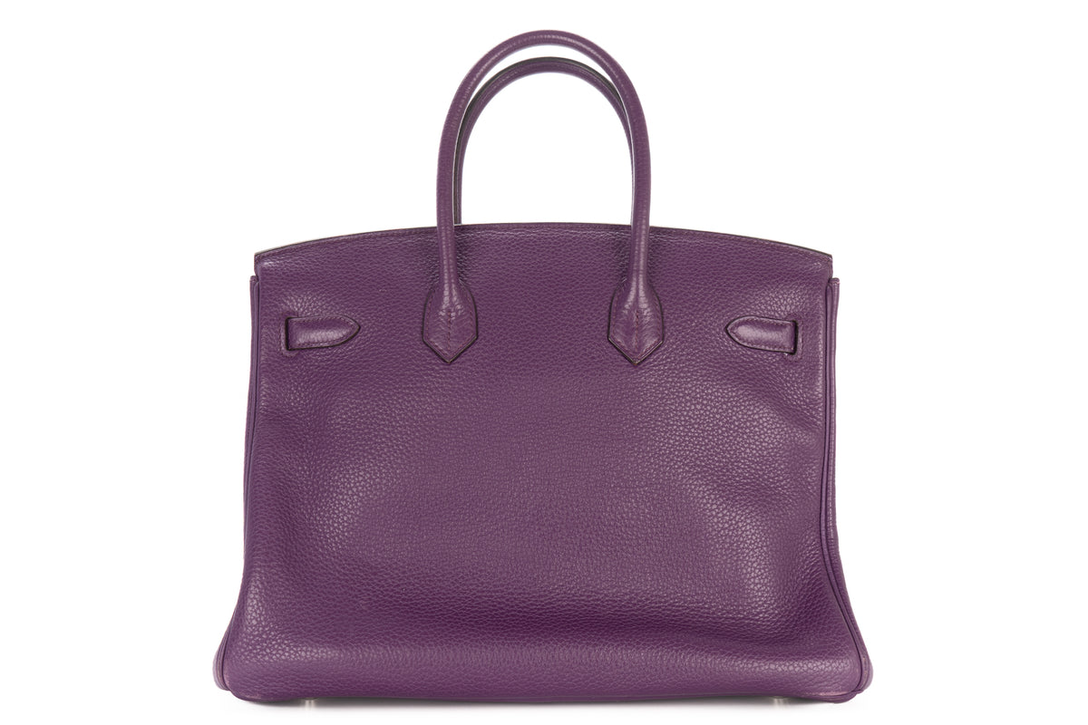 Hermès Birkin 35 Anemone Clemence Palladium Hardware - view 3