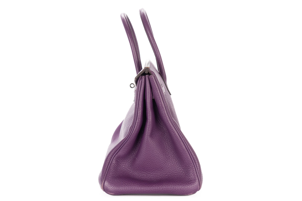 Hermès Birkin 35 Anemone Clemence Palladium Hardware - view 4