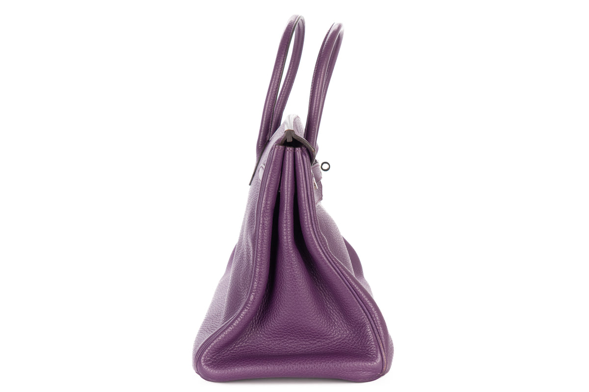 Hermès Birkin 35 Anemone Clemence Palladium Hardware - view 5