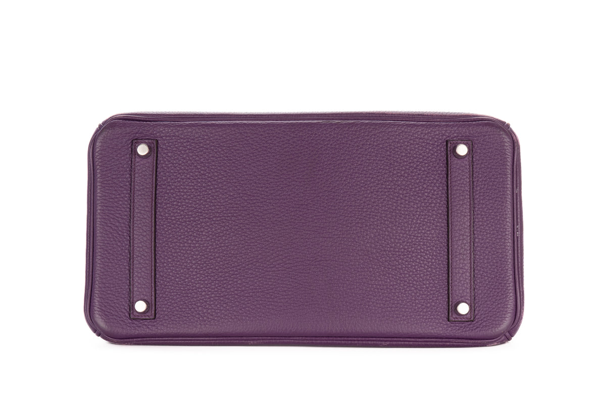 Hermès Birkin 35 Anemone Clemence Palladium Hardware - view 6