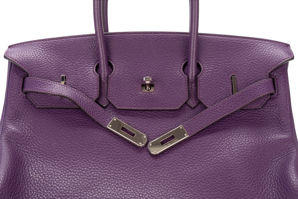 Hermès Birkin 35 Anemone Clemence Palladium Hardware - view 7