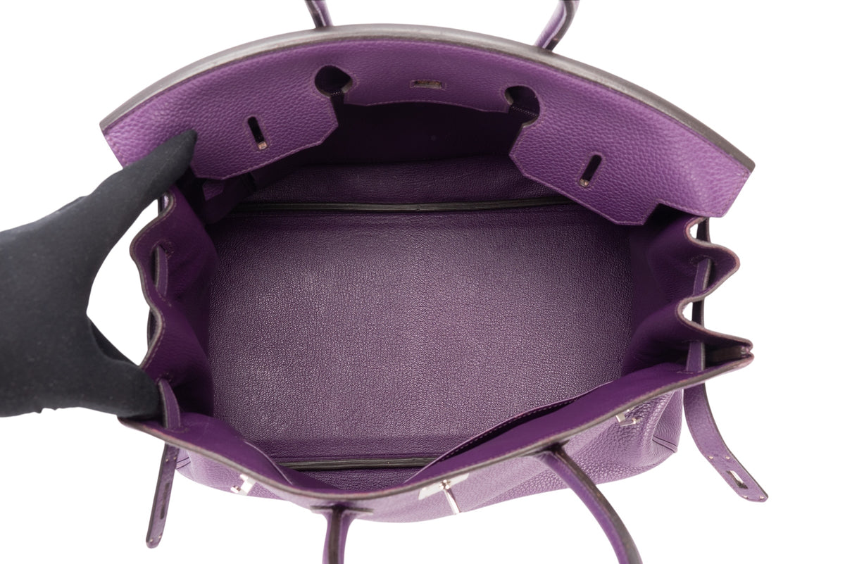 Hermès Birkin 35 Anemone Clemence Palladium Hardware - view 8