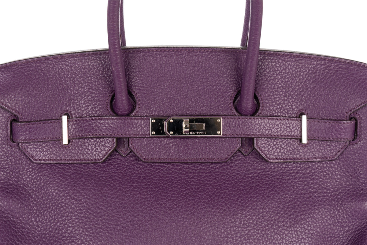 Hermès Birkin 35 Anemone Clemence Palladium Hardware - view 9