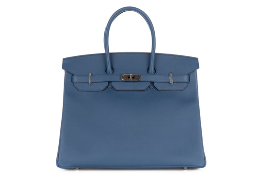 Hermès Birkin 35 Bleu Azur Epsom Retourne Palladium Hardware - view 1