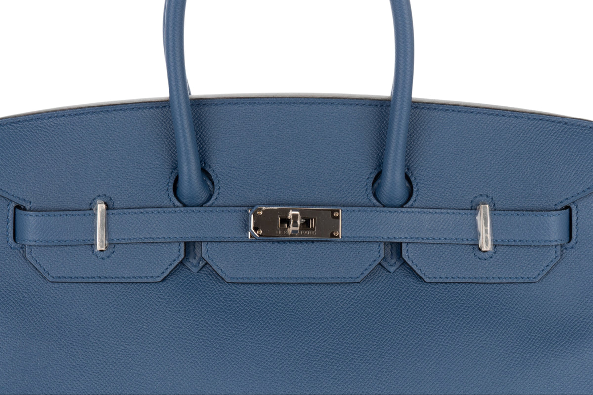 Hermès Birkin 35 Bleu Azur Epsom Retourne Palladium Hardware - view 7
