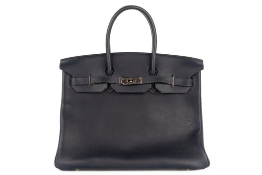 Hermès Birkin 35 Bleu Nuit Evercolor Palladium Hardware - view 1