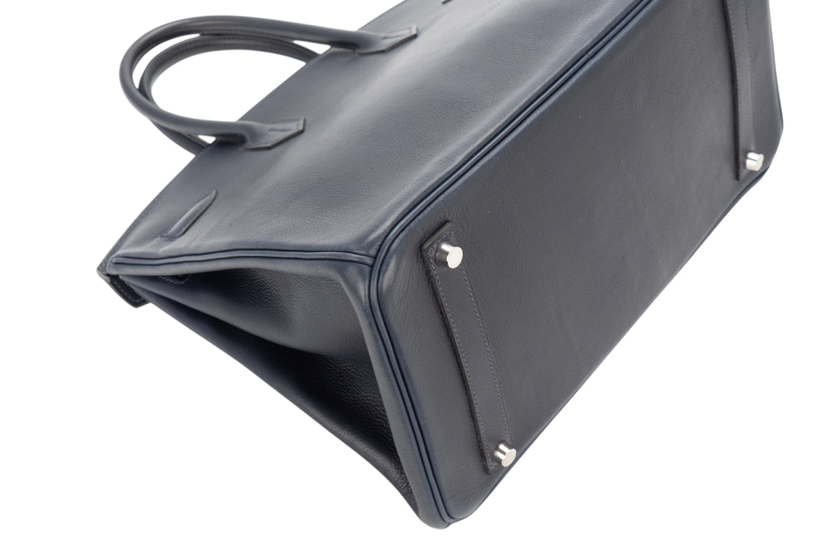 Hermès Birkin 35 Bleu Nuit Evercolor Palladium Hardware - view 12