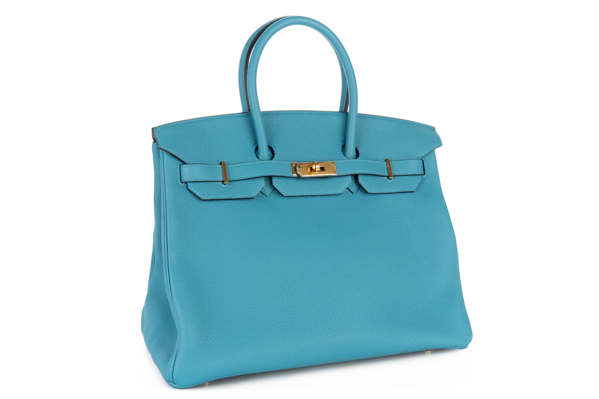 Hermès Birkin 35 Bleu Turquoise Togo Gold Hardware - view 2