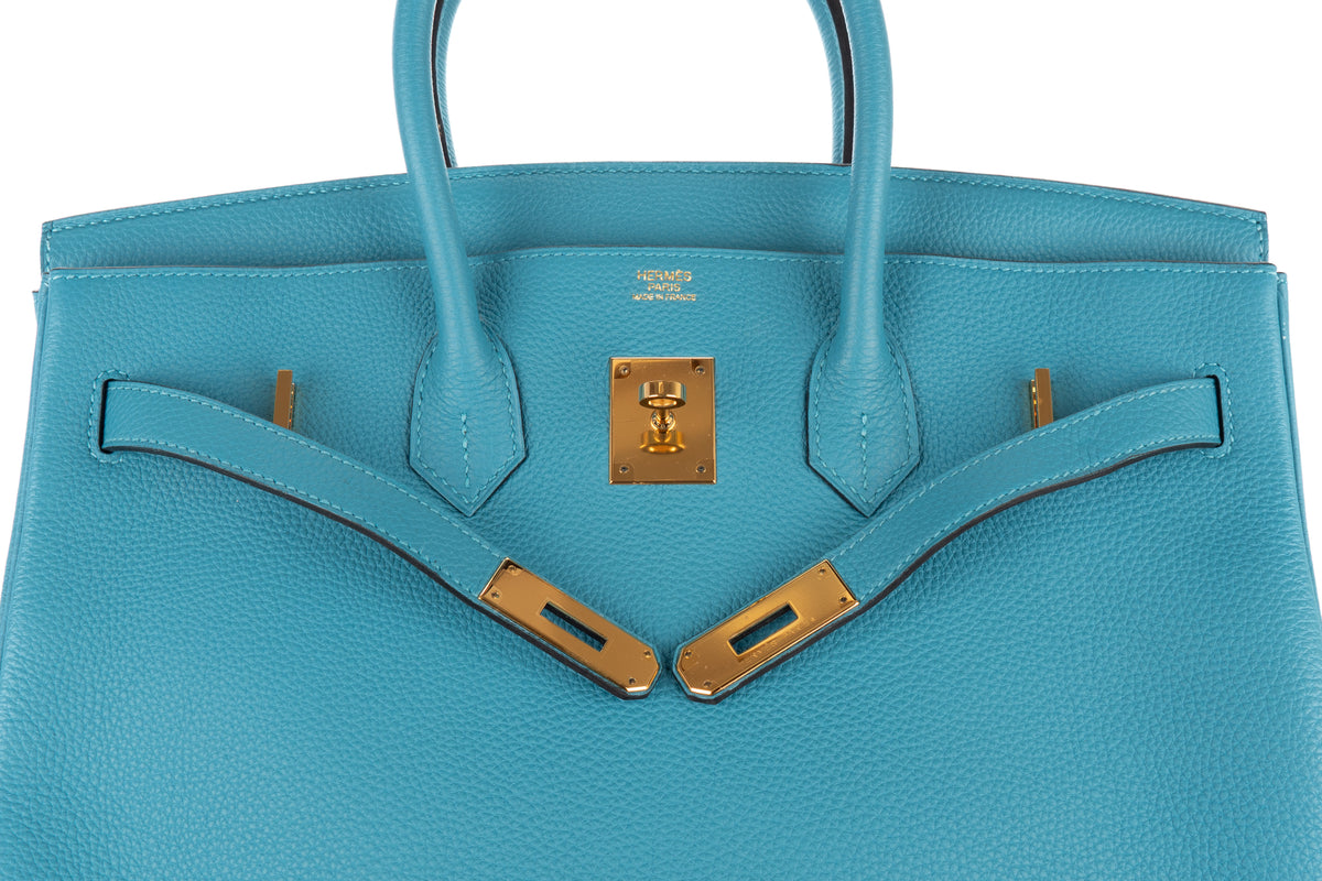 Hermès Birkin 35 Bleu Turquoise Togo Gold Hardware - view 9