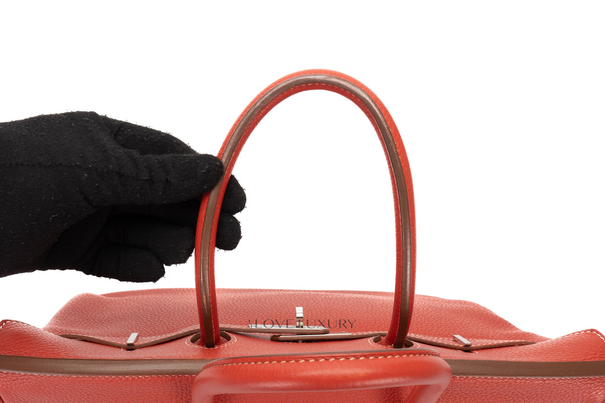 Hermès Birkin 35 Brique Clemence Palladium Hardware - view 14