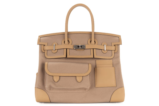 Hermès Birkin 35 Cargo Beige Marfa / Poussiere Swift & Toile Palladium Hardware - view 1