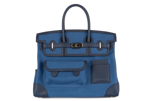 Hermès Birkin 35 Cargo Bleu Navy / Bleu Egee Canvas & Swift Palladium Hardware - view 1