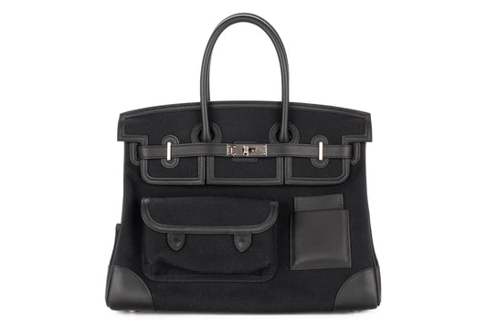Hermès Birkin 35 Cargo Noir - Black Swift & Toile Palladium Hardware - view 1