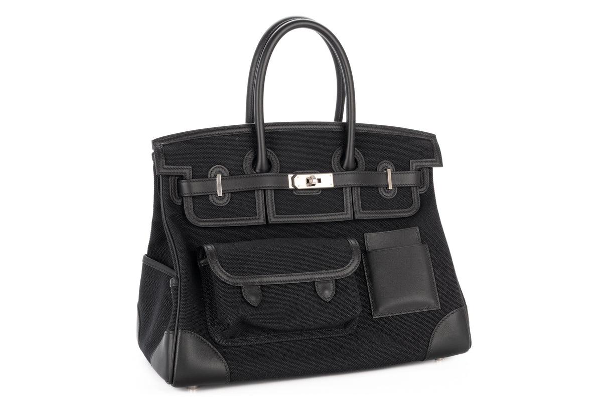 Hermès Birkin 35 Cargo Noir - Black Swift & Toile Palladium Hardware - view 2