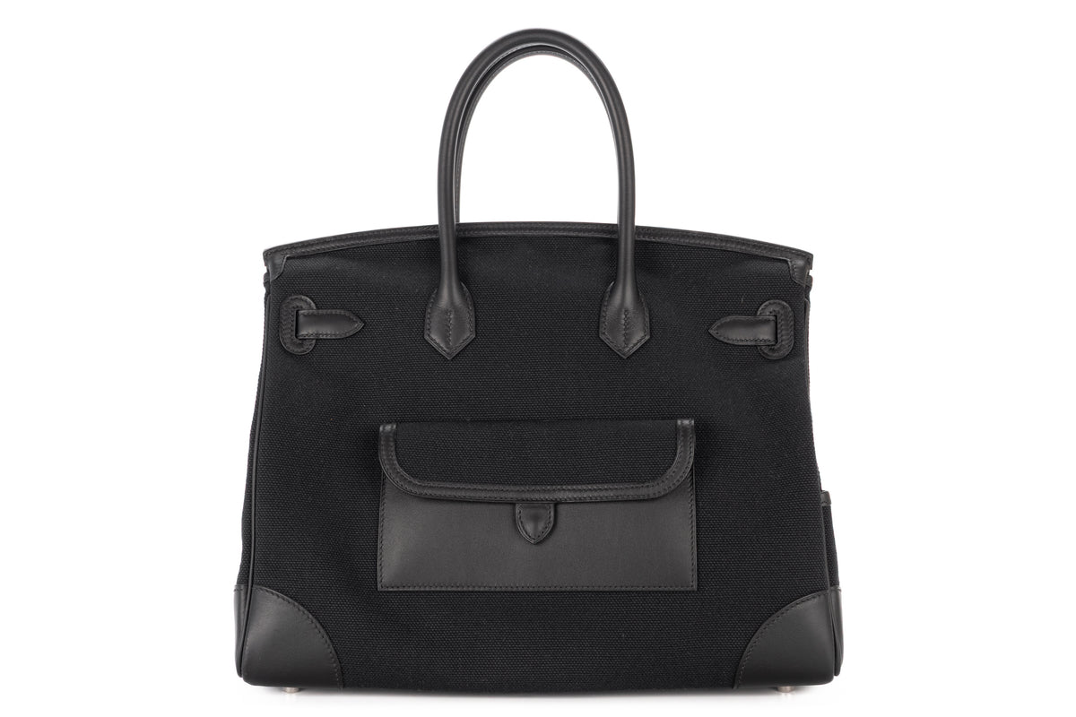 Hermès Birkin 35 Cargo Noir - Black Swift & Toile Palladium Hardware - view 3