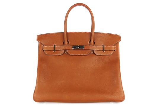 Hermès Birkin 35 Fauve Barenia Faubourg Palladium Hardware - view 1
