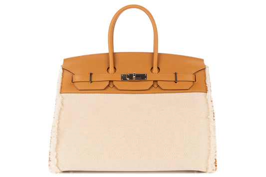 Hermès Birkin 35 Fray Fray Sesame Canvas & Swift Palladium Hardware - view 1