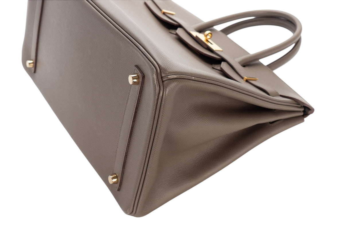 Hermès Birkin 35 Gris Etain Epsom Retourne Gold Hardware - view 12
