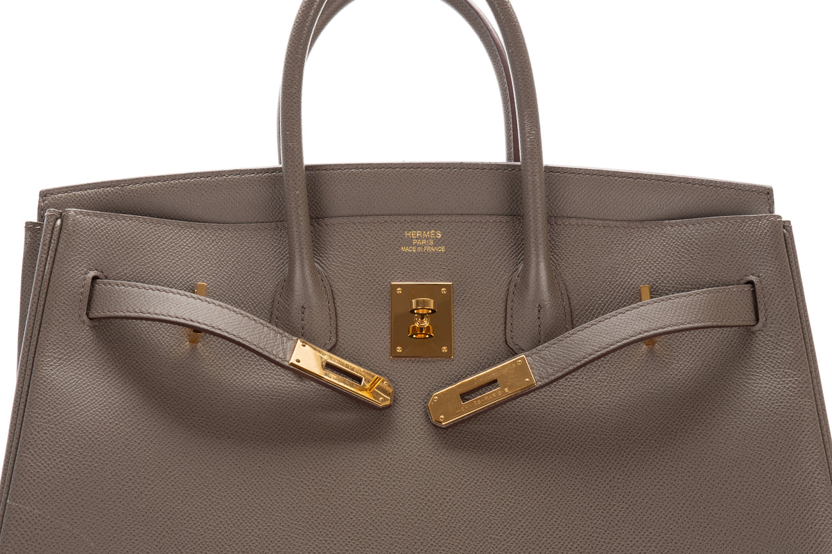 Hermès Birkin 35 Gris Etain Epsom Retourne Gold Hardware - view 9