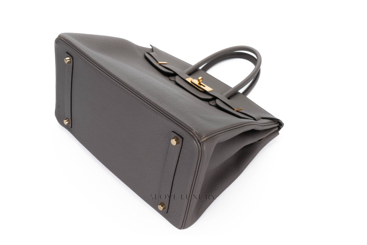 Hermès Birkin 35 Gris Etain Togo Gold Hardware - view 12