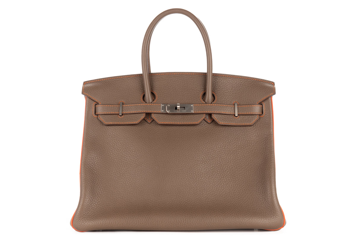 Hermès Birkin 35 HSS Etoupe / Orange Togo Brushed Palladium Hardware - view 1