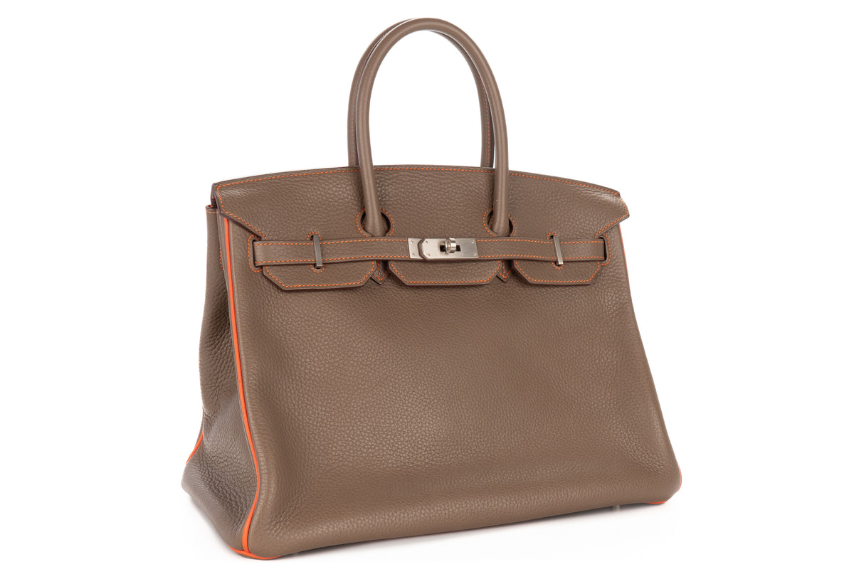 Hermès Birkin 35 HSS Etoupe / Orange Togo Brushed Palladium Hardware - view 2