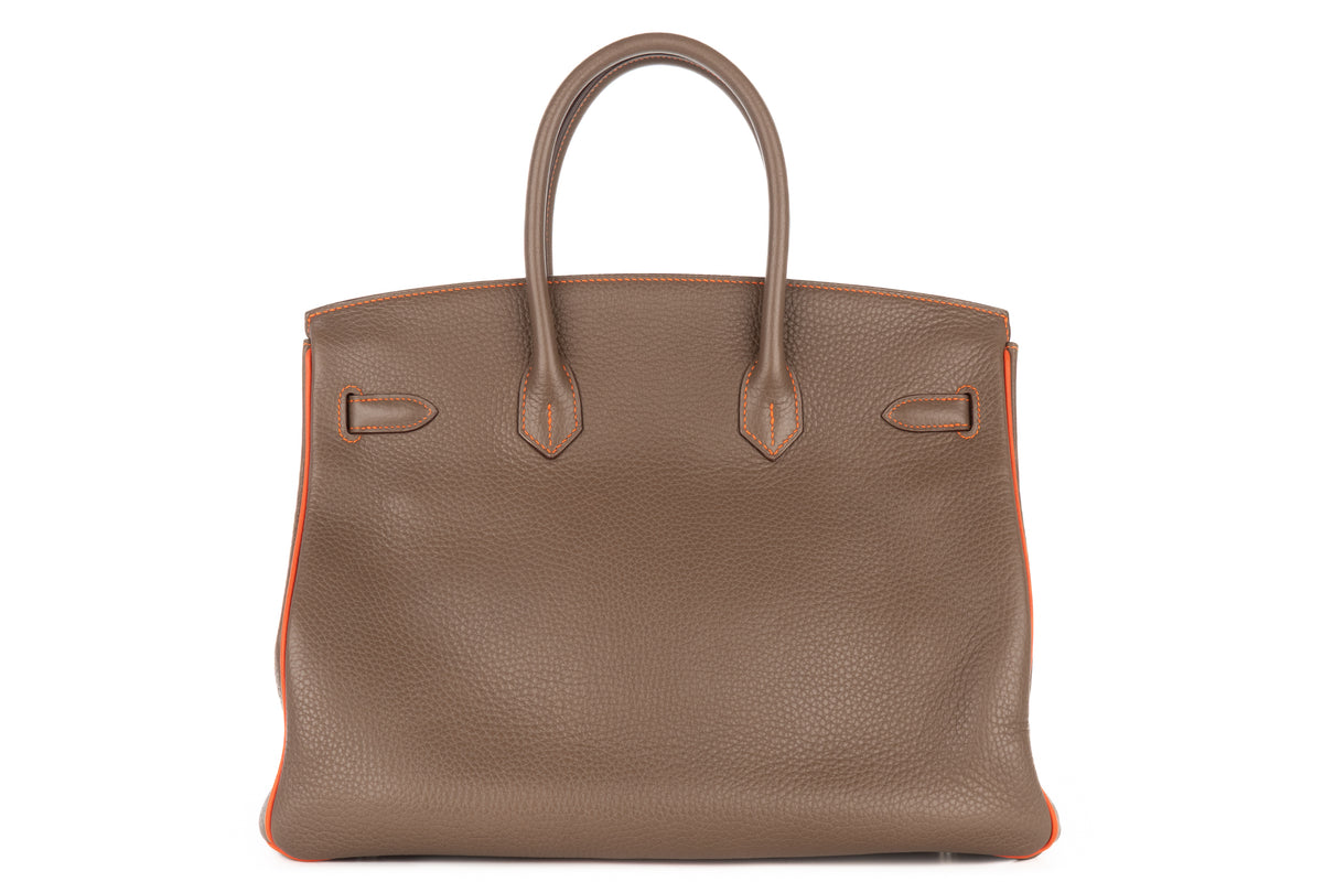 Hermès Birkin 35 HSS Etoupe / Orange Togo Brushed Palladium Hardware - view 3