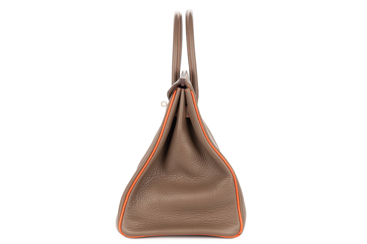 Hermès Birkin 35 HSS Etoupe / Orange Togo Brushed Palladium Hardware - view 4