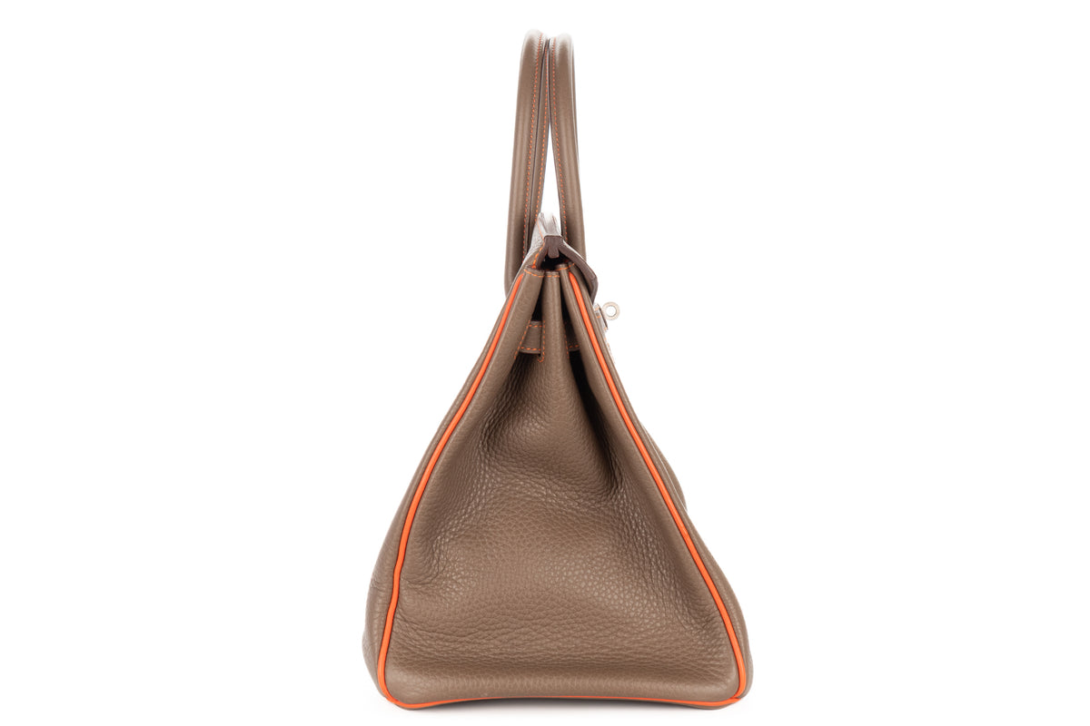 Hermès Birkin 35 HSS Etoupe / Orange Togo Brushed Palladium Hardware - view 5