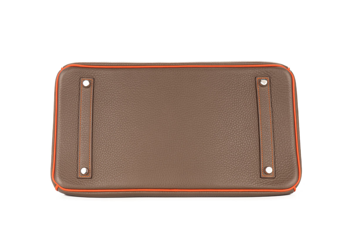 Hermès Birkin 35 HSS Etoupe / Orange Togo Brushed Palladium Hardware - view 6