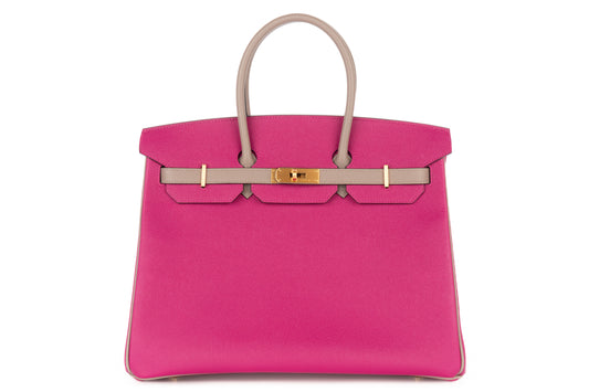 Hermès Birkin 35 HSS Rose Pourpre / Gris Asphalt Epsom Retourne Brushed Gold Hardware - view 1