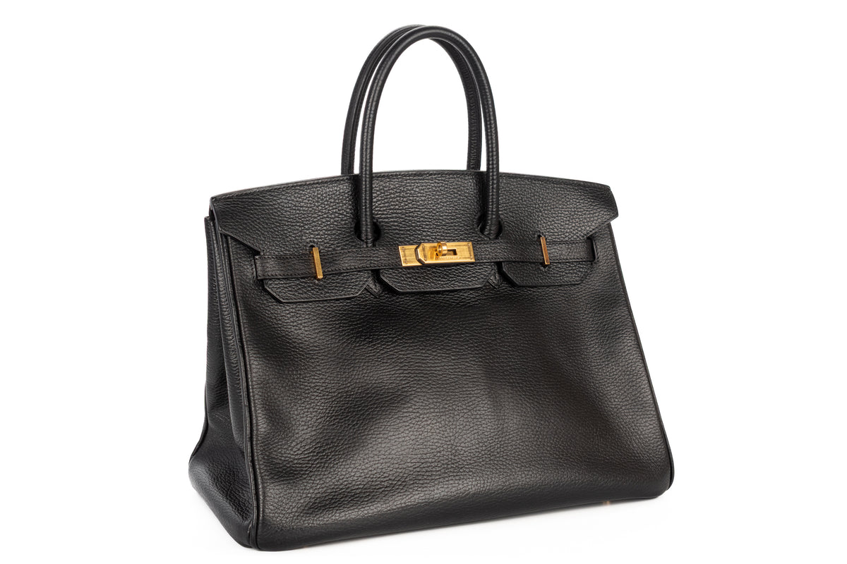 Hermès Birkin 35 Noir - Black Ardennes Gold Hardware - view 2