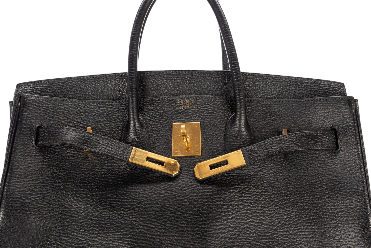 Hermès Birkin 35 Noir - Black Ardennes Gold Hardware - view 9