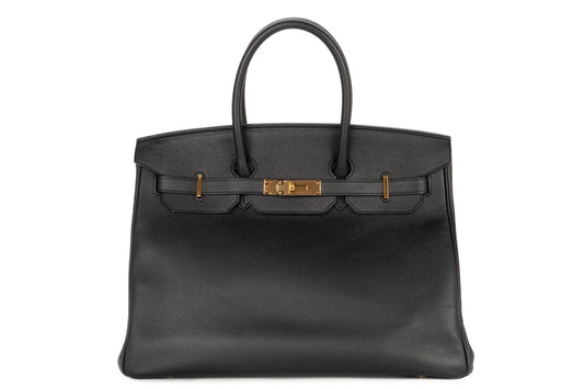 Hermès Birkin 35 Noir - Black Epsom Retourne Gold Hardware - view 1
