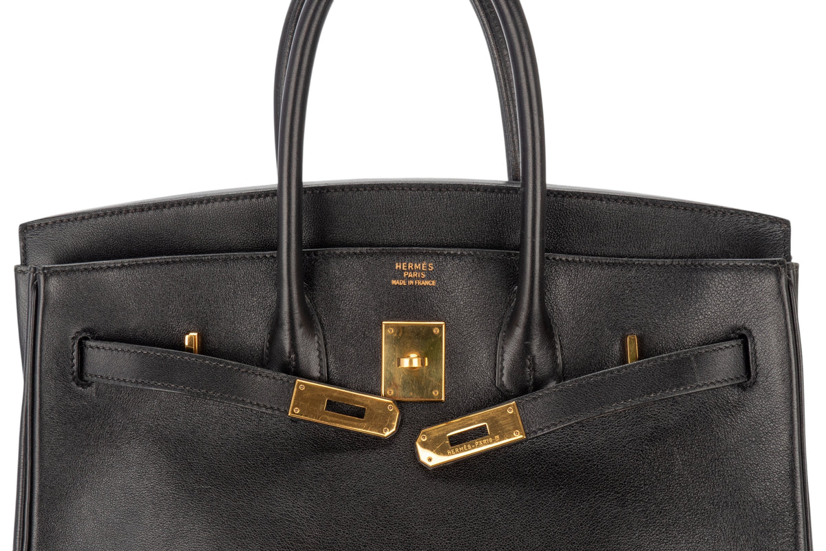 Hermès Birkin 35 Noir - Black Gulliver Gold Hardware - view 9