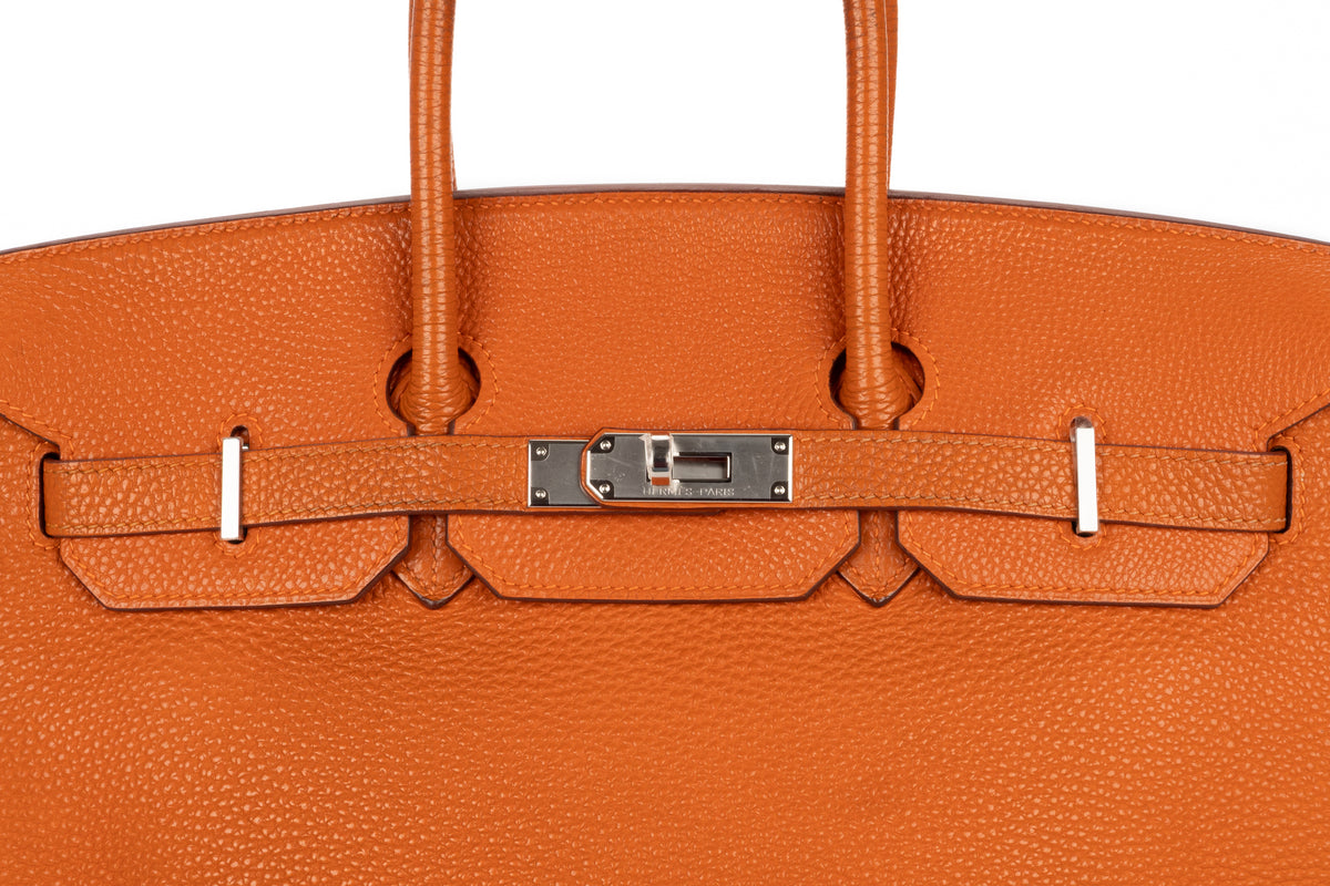 Hermès Birkin 35 Orange H Clemence Palladium Hardware - view 7